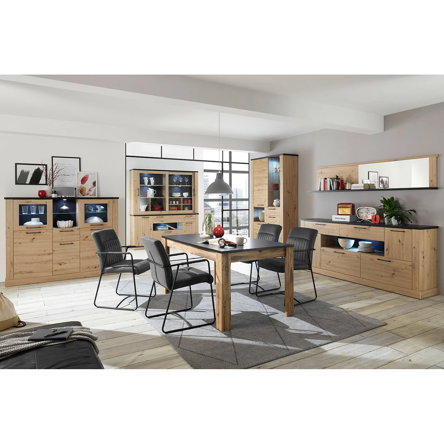 Ridgevalley Buffetaufsatz Nanda - Eiche Artisan Dekor / Eiche Schwarz Dekor 3 Ridgevalley Buffetaufsatz Nanda - Eiche Artisan Dekor / Eiche Schwarz Dekor – Bild 3