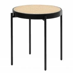 Studio Copenhagen Beistelltisch Cyra - Rattan / Metall - Rattan / Schwarz