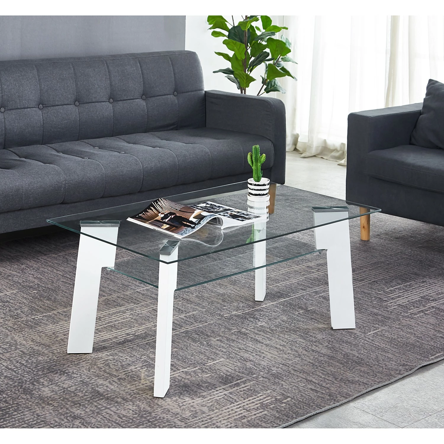 Loftscape Couchtisch Aken - Glas - Hochglanz Weiß 2 Loftscape Couchtisch Aken - Glas - Hochglanz Weiß – Bild 2