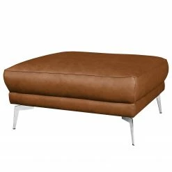 Loftscape Polsterhocker Kerman - Echtleder - Echtleder Nadra: Cognac - Chrom glänzend