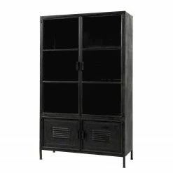 Red Living Vitrinenschrank Ravno - Metall - Vintage Schwarz