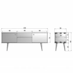 Norrwood TV-Lowboard Lanai - Kiefer massiv - Weiß / Kiefer 11 Norrwood TV-Lowboard Lanai - Kiefer massiv - Weiß / Kiefer -WOHNZIMMERMÖBEL Verkäufe 1000275687 210630 12482500428 SKETCH DETAILS P000000001000275687 sketch
