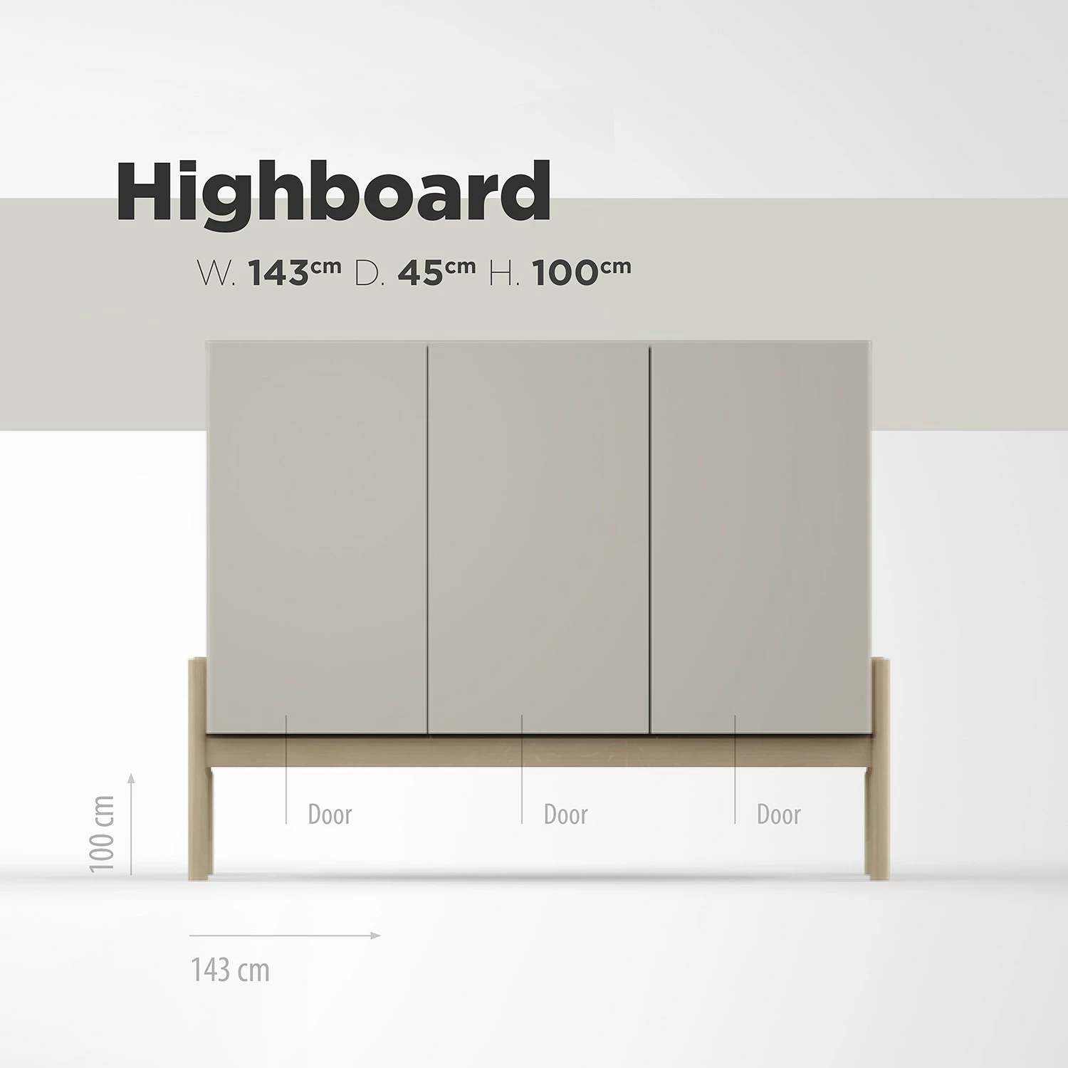 Studio Copenhagen Highboard Cooby - Muschelweiß / Eiche Hell 11 Studio Copenhagen Highboard Cooby - Muschelweiß / Eiche Hell – Bild 11