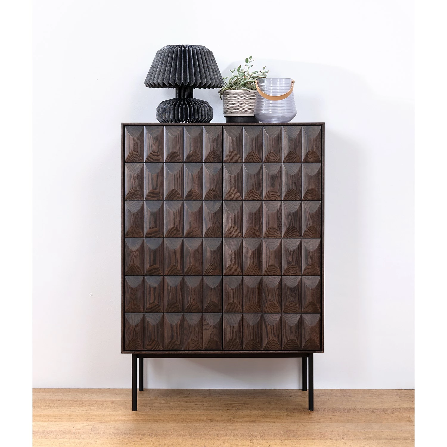 Red Living Highboard Limes - Eiche massiv / Metall - Eiche Dunkel / Schwarz 2 Red Living Highboard Limes - Eiche massiv / Metall - Eiche Dunkel / Schwarz – Bild 2