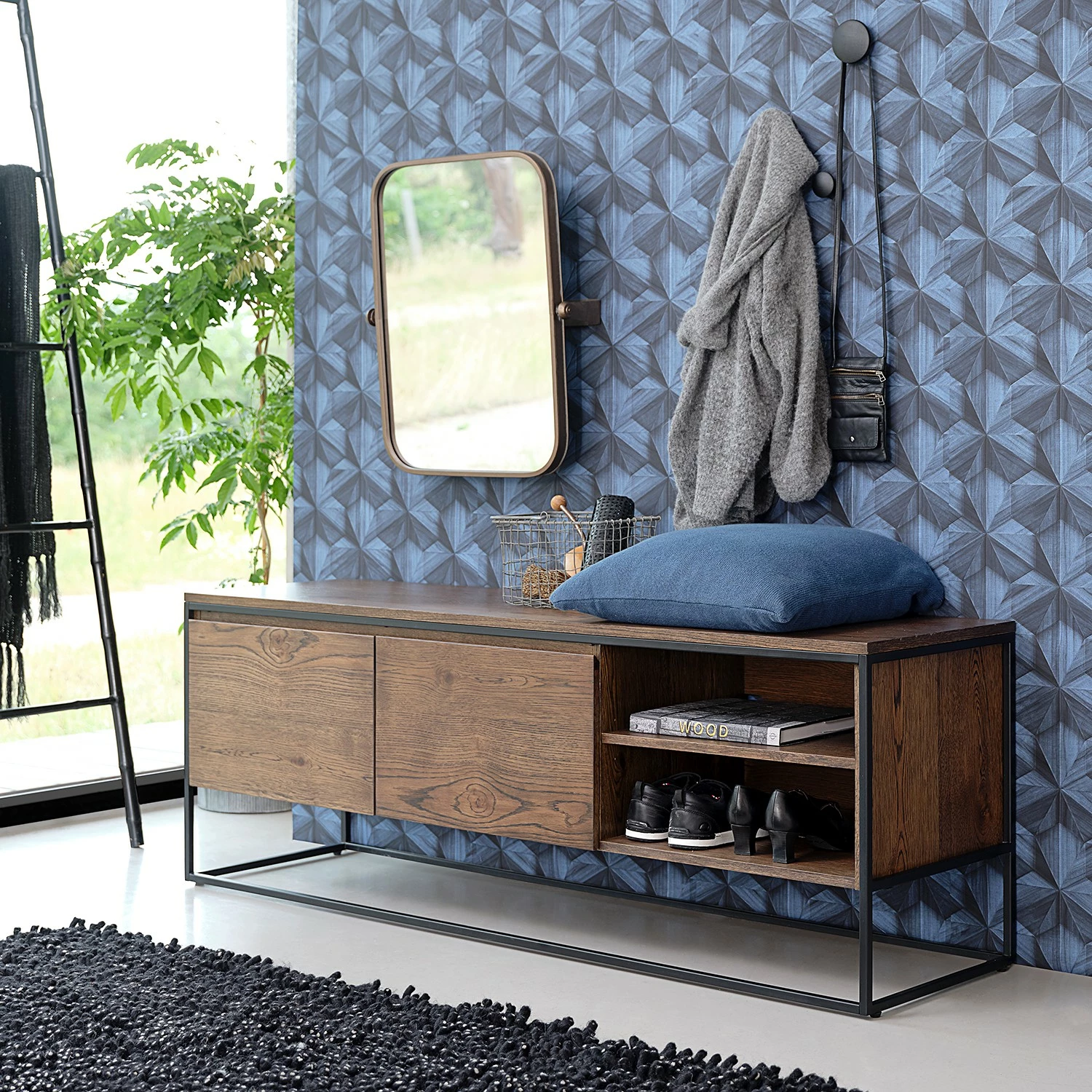 Red Living TV-Lowboard Ratho - Echtholzfurnier / Metall - Eiche Dunkel 2 Red Living TV-Lowboard Ratho - Echtholzfurnier / Metall - Eiche Dunkel – Bild 2