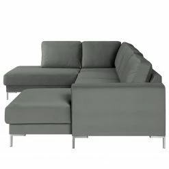 Fredriks Wohnlandschaft Summer Webstoff - Samt Vaia: Grau - Longchair davorstehend rechts / Ottomane links -WOHNZIMMERMÖBEL Verkäufe 1000279791 210730 10324500634 DETAILS P000000001000279791