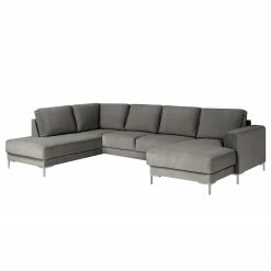 Fredriks Wohnlandschaft Summer Webstoff - Samt Vaia: Grau - Longchair davorstehend rechts / Ottomane links -WOHNZIMMERMÖBEL Verkäufe 1000279791 211217 13142900678 DETAILS P000000001000279791