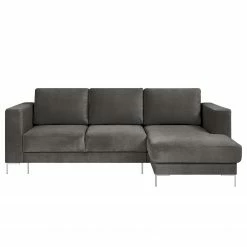 Fredriks Ecksofa Summer - Samt Vaia: Dunkelgrau - Longchair davorstehend rechts - Mit Schlaffunktion -WOHNZIMMERMÖBEL Verkäufe 1000279810 211217 13144000851 DETAILS P000000001000279810