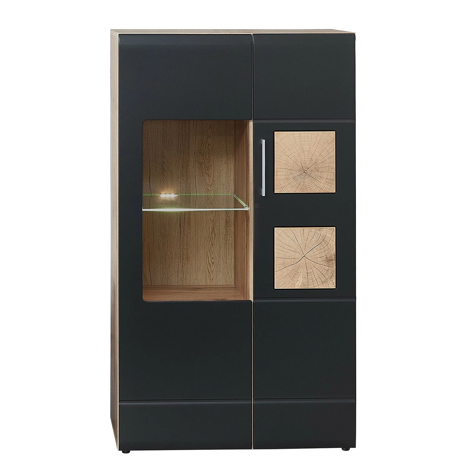 Loftscape Wohnwand Belloc III (5-teilig) - Inkl. Beleuchtung - Matt Schwarz / Eiche Dekor 3 Loftscape Wohnwand Belloc III (5-teilig) - Inkl. Beleuchtung - Matt Schwarz / Eiche Dekor – Bild 3