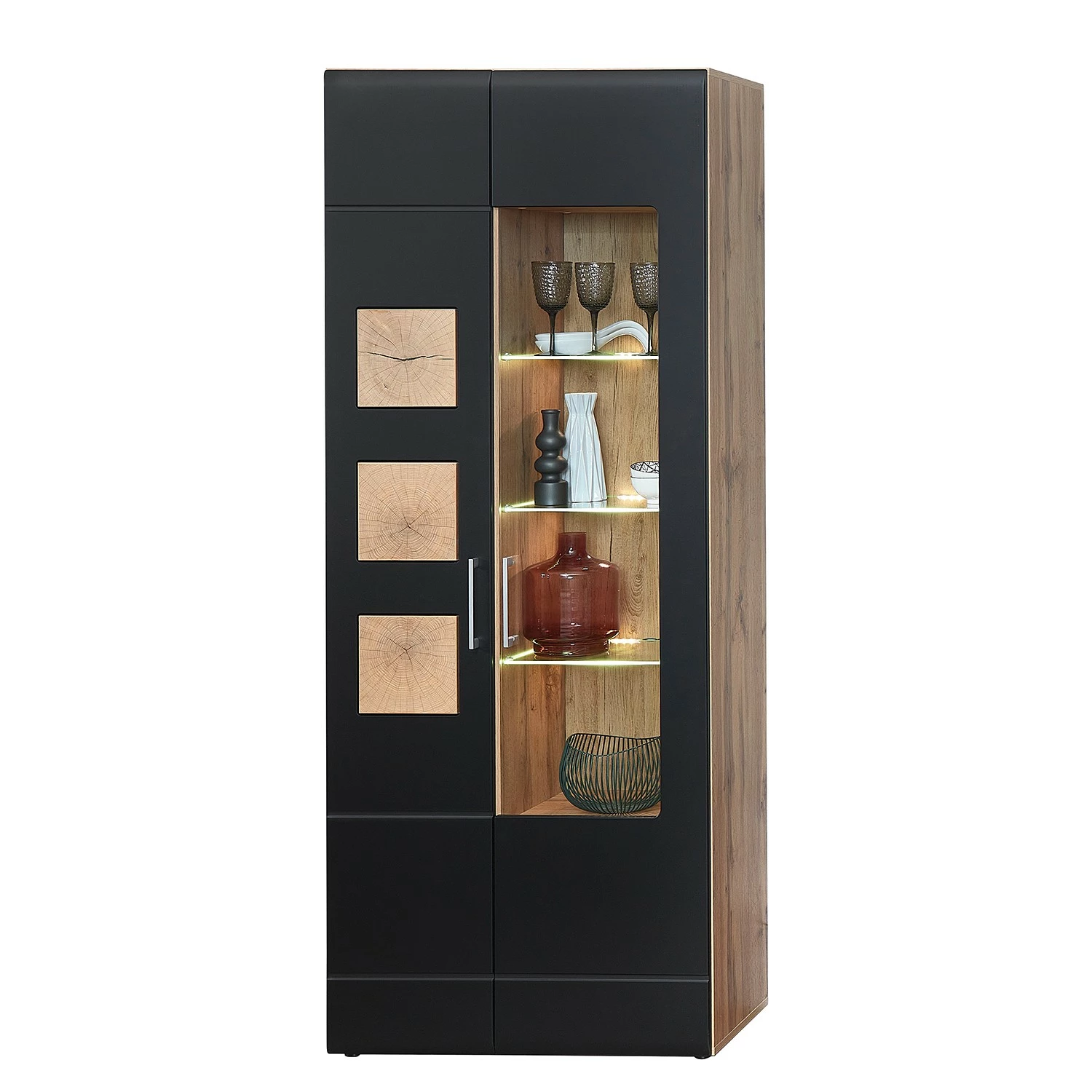 Loftscape Wohnwand Belloc II (5-teilig) - Inkl. Beleuchtung - Matt Schwarz / Eiche Dekor 4 Loftscape Wohnwand Belloc II (5-teilig) - Inkl. Beleuchtung - Matt Schwarz / Eiche Dekor – Bild 4