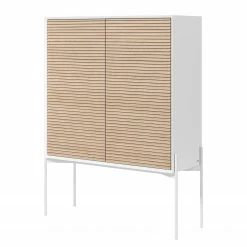 Loftscape Highboard Maredale - Esche teilmassiv - Weiß / Esche