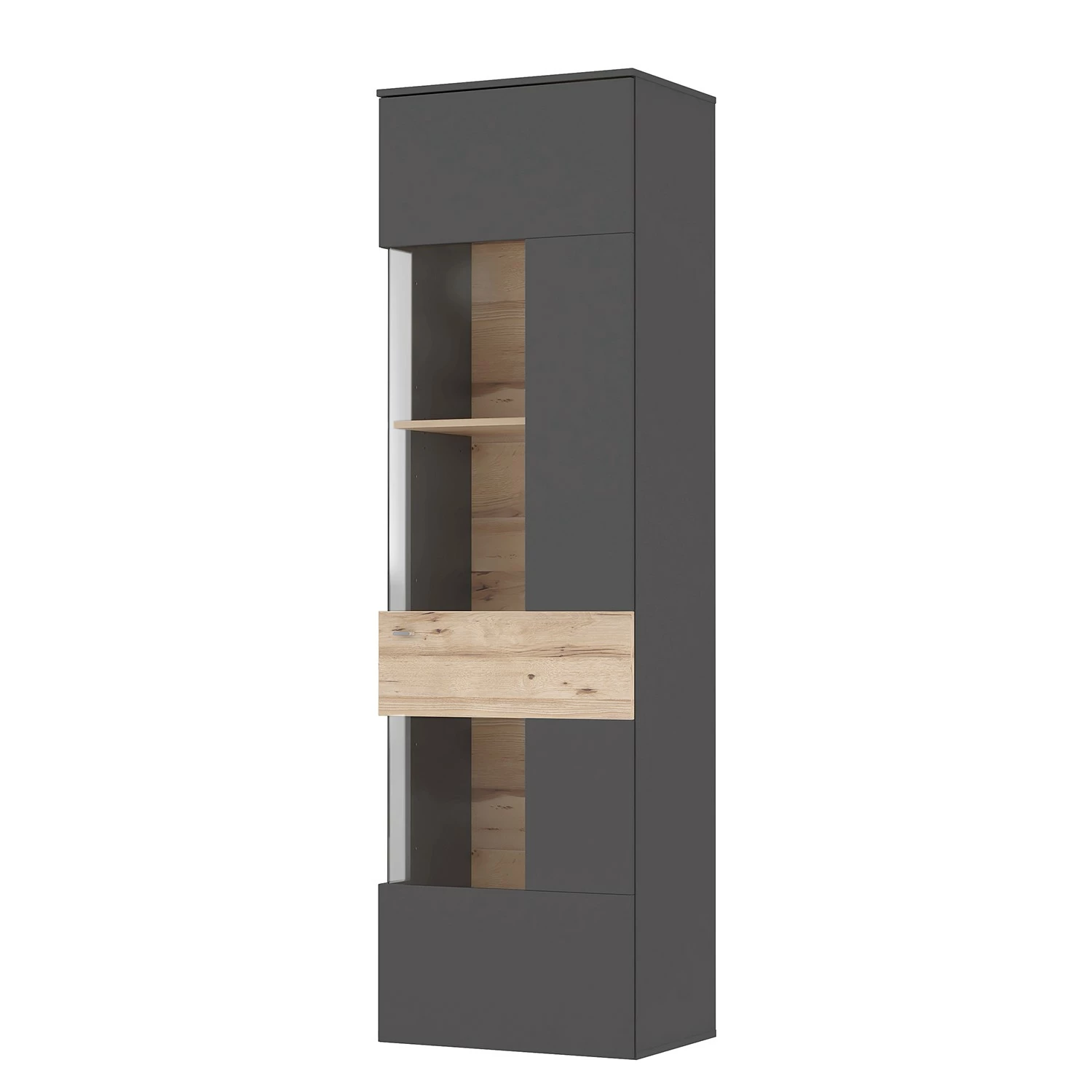 Loftscape Standvitrine Corey - Inkl. Beleuchtung - Eiche Dekor / Grau - Türanschlag rechts 1 Loftscape Standvitrine Corey - Inkl. Beleuchtung - Eiche Dekor / Grau - Türanschlag rechts
