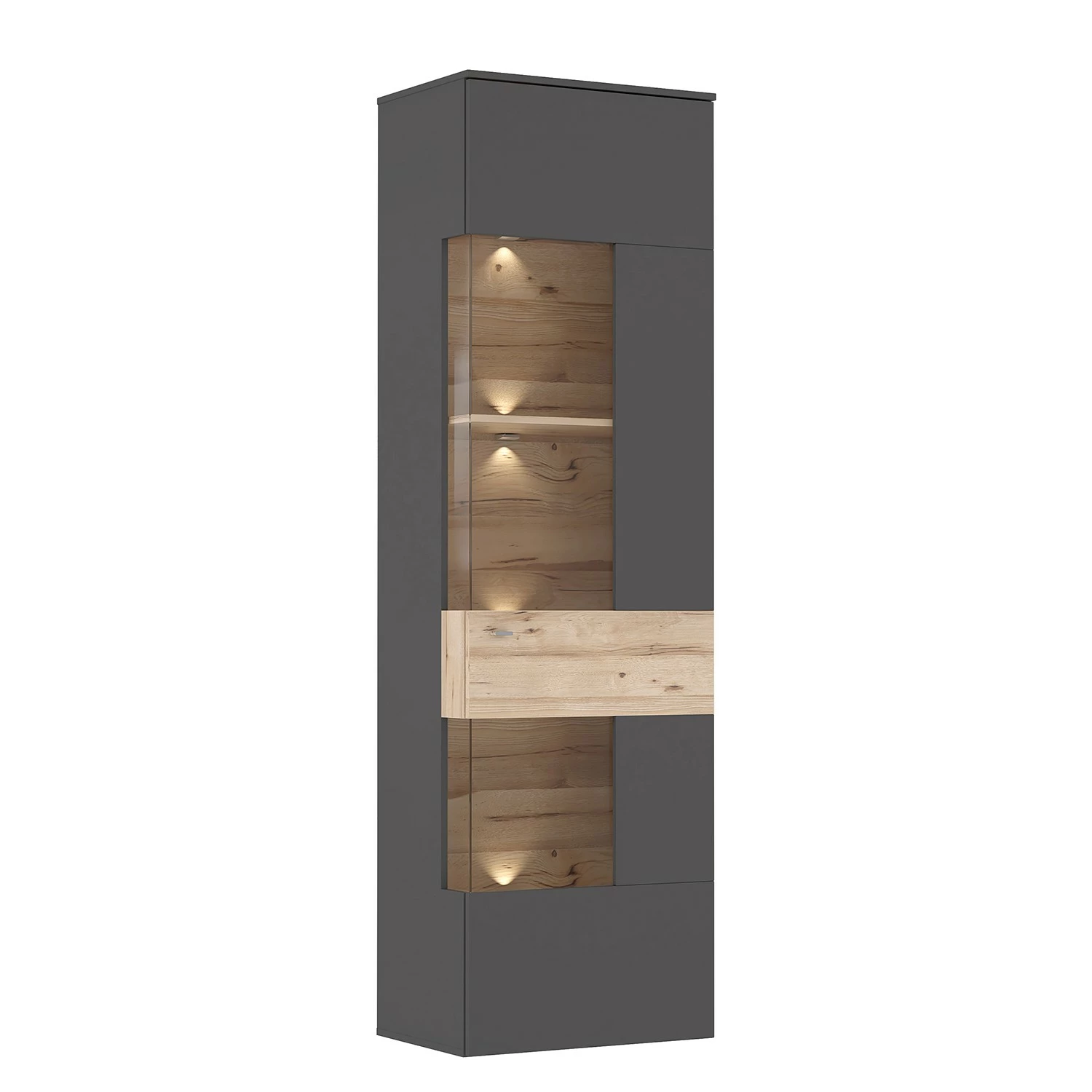 Loftscape Standvitrine Corey - Inkl. Beleuchtung - Eiche Dekor / Grau - Türanschlag rechts 3 Loftscape Standvitrine Corey - Inkl. Beleuchtung - Eiche Dekor / Grau - Türanschlag rechts – Bild 3