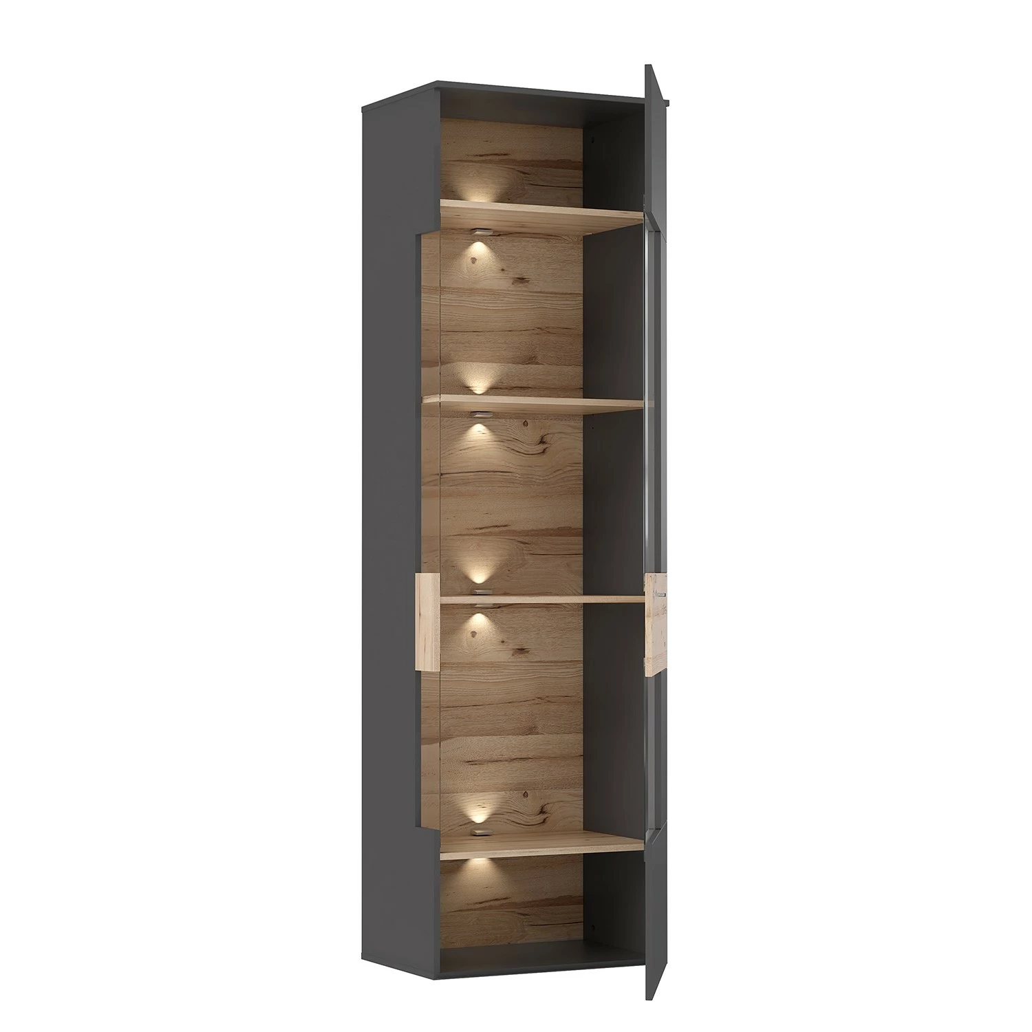 Loftscape Standvitrine Corey - Inkl. Beleuchtung - Eiche Dekor / Grau - Türanschlag rechts 5 Loftscape Standvitrine Corey - Inkl. Beleuchtung - Eiche Dekor / Grau - Türanschlag rechts – Bild 5