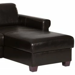 Ars manufacti Ecksofa José - Echtleder / Kunstleder - Kunstleder Babet: Schwarz - Longchair davorstehend rechts -WOHNZIMMERMÖBEL Verkäufe 1000283541 210817 15273600833 DETAILS P000000001000283541