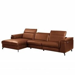 Ars manufacti Ecksofa Lagor - Echtleder - Echtleder Padme: Cognac - Longchair davorstehend links - Relaxfunktion