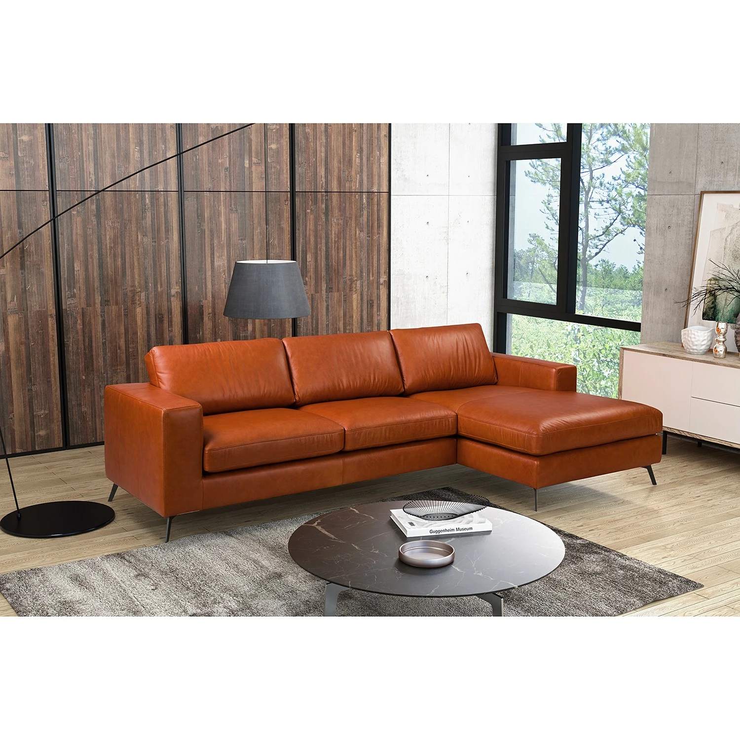 Ars manufacti Ecksofa Neuss - Echtleder - Echtleder Cerys: Cognac - Longchair davorstehend rechts 2 Ars manufacti Ecksofa Neuss - Echtleder - Echtleder Cerys: Cognac - Longchair davorstehend rechts – Bild 2