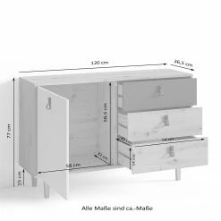 Fredriks Sideboard Bowood I - Eiche Artisan Dekor / Weiß -WOHNZIMMERMÖBEL Verkäufe 1000283829 210805 14243400060 SKETCH DETAILS P000000001000283829 sketch