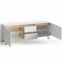 Norrwood TV-Lowboard Rautha - Matt Weiß / Eiche Dekor -WOHNZIMMERMÖBEL Verkäufe 1000283862 210805 14244200265 DETAILS P000000001000283862