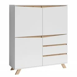 Norrwood Highboard Rautha - Matt Weiß / Eiche Dekor