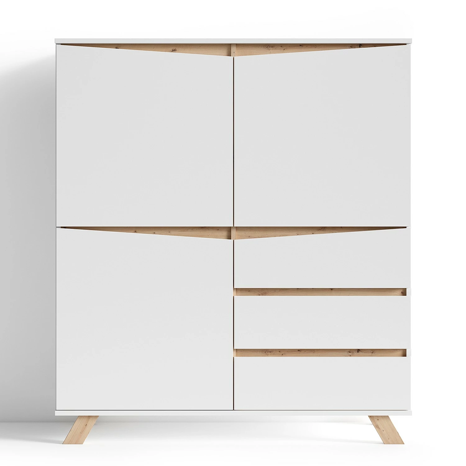 Norrwood Highboard Rautha - Matt Weiß / Eiche Dekor 4 Norrwood Highboard Rautha - Matt Weiß / Eiche Dekor – Bild 4