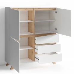 Norrwood Highboard Rautha - Matt Weiß / Eiche Dekor 10 Norrwood Highboard Rautha - Matt Weiß / Eiche Dekor -WOHNZIMMERMÖBEL Verkäufe 1000283874 210805 14244700379 DETAILS P000000001000283874