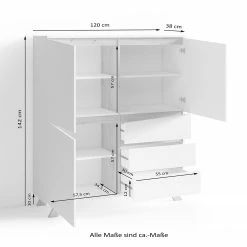 Norrwood Highboard Rautha - Matt Weiß / Eiche Dekor 11 Norrwood Highboard Rautha - Matt Weiß / Eiche Dekor -WOHNZIMMERMÖBEL Verkäufe 1000283874 210805 14244700380 SKETCH DETAILS P000000001000283874 sketch