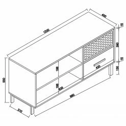 Red Living TV-Lowboard Ruhla - Braun / Schwarz -WOHNZIMMERMÖBEL Verkäufe 1000284003 220616 500 SKETCH DETAILS P000000001000284003 sketch