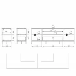 Maja Möbel TV-Lowboard Trend - Glas - Hochglanz Weiß / Chrom -WOHNZIMMERMÖBEL Verkäufe 1000284206 210804 14342300008 SKETCH DETAILS P000000001000284206 sketch