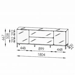Maja Möbel TV-Lowboard Trend - Glas - Hochglanz Weiß / Chrom -WOHNZIMMERMÖBEL Verkäufe 1000284206 210804 14342300009 SKETCH DETAILS P000000001000284206 sketch
