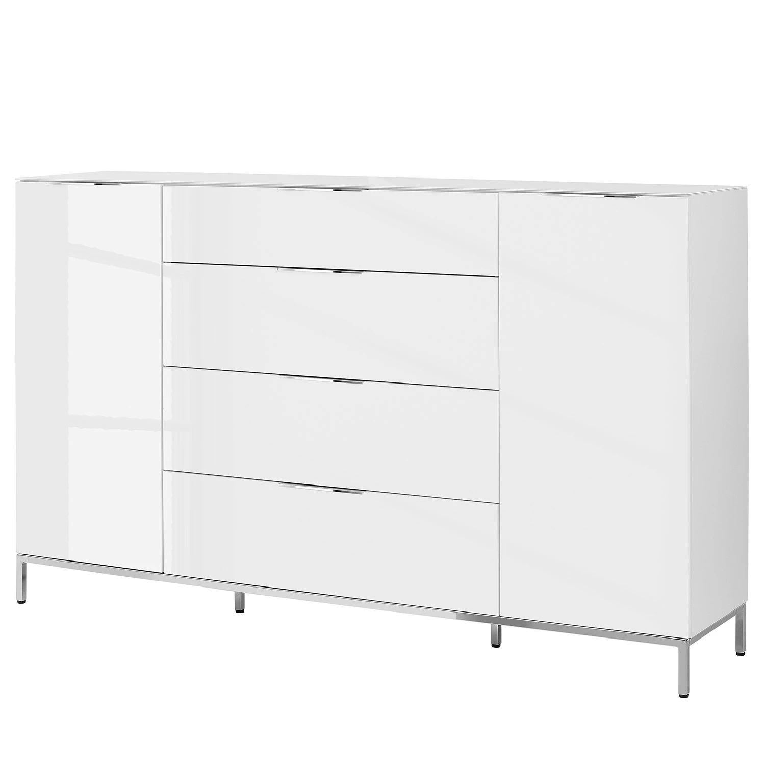 Maja Möbel Sideboard Trend - Glas - Hochglanz Weiß / Chrom 1 Maja Möbel Sideboard Trend - Glas - Hochglanz Weiß / Chrom