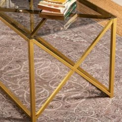 Loftscape Couchtisch Graham - Glas / Metall - Gold / Grau -WOHNZIMMERMÖBEL Verkäufe 1000284351 210809 06084600129 DETAILS P000000001000284351