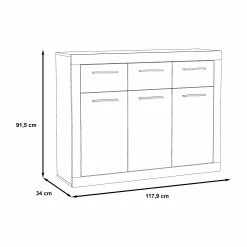 Loftscape Kommode Ballito - Weiß / Sandeiche Dekor - Breite: 118 cm 7 Loftscape Kommode Ballito - Weiß / Sandeiche Dekor - Breite: 118 cm -WOHNZIMMERMÖBEL Verkäufe 1000285708 210813 14515600054 SKETCH DETAILS P000000001000285708 sketch