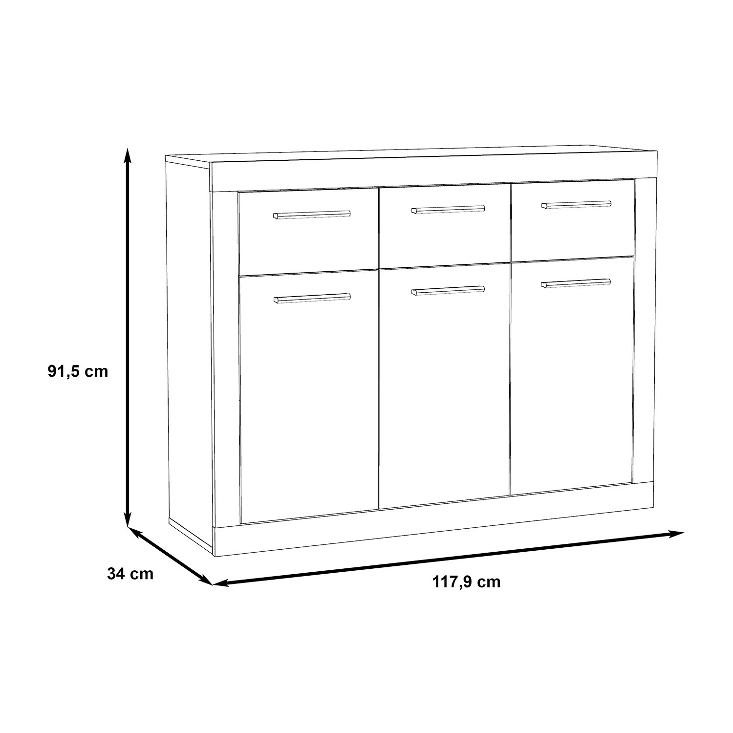 Loftscape Kommode Ballito - Weiß / Sandeiche Dekor - Breite: 118 cm 4 Loftscape Kommode Ballito - Weiß / Sandeiche Dekor - Breite: 118 cm – Bild 4