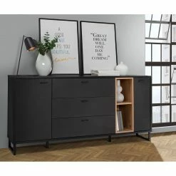 Loftscape Sideboard Mazzo - Schwarz / Eiche Artisan Dekor -WOHNZIMMERMÖBEL Verkäufe 1000285799 210819 12212500041 MOOD DETAILS P000000001000285799 mood
