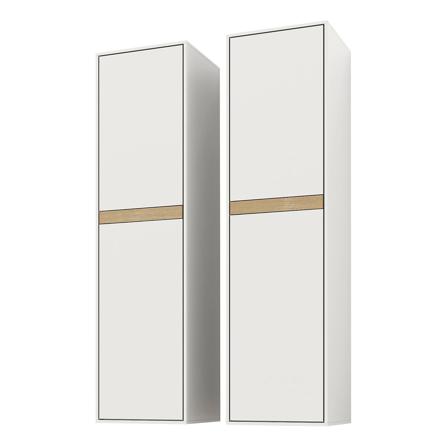 GWINNER Wohnwand Calea (3-teilig) - Inkl. Beleuchtung - Echtholzfurnier - Matt Weiß / Eiche - Ausrichtung rechts 2 GWINNER Wohnwand Calea (3-teilig) - Inkl. Beleuchtung - Echtholzfurnier - Matt Weiß / Eiche - Ausrichtung rechts – Bild 2