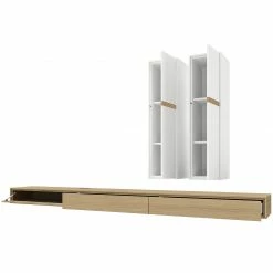 GWINNER Wohnwand Calea (3-teilig) - Inkl. Beleuchtung - Echtholzfurnier - Matt Weiß / Eiche - Ausrichtung rechts 9 GWINNER Wohnwand Calea (3-teilig) - Inkl. Beleuchtung - Echtholzfurnier - Matt Weiß / Eiche - Ausrichtung rechts -WOHNZIMMERMÖBEL Verkäufe 1000285814 220428 030 DETAILS P000000001000285814