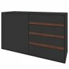 GWINNER Sideboard Calea II - Echtholzfurnier - Matt Anthrazit / Nussbaum