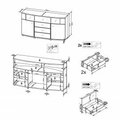 Loftscape Sideboard Intento II - Hochglanz Weiß / Anthrazit -WOHNZIMMERMÖBEL Verkäufe 1000288166 210827 12095400018 SKETCH DETAILS P000000001000288166 sketch