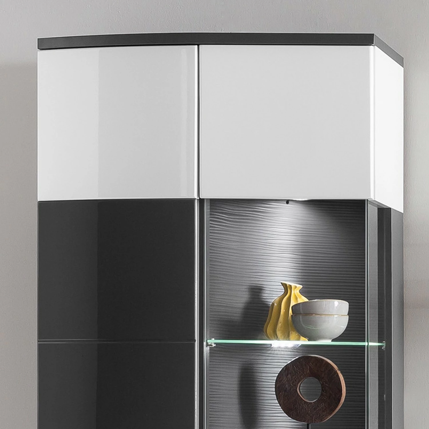 Loftscape Wohnwand Intento I (4-teilig) - Hochglanz Weiß / Anthrazit 12 Loftscape Wohnwand Intento I (4-teilig) - Hochglanz Weiß / Anthrazit – Bild 12