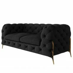 Jack & Alice Sofa Laviva II (2-Sitzer) - Samt Ravi: Schwarz