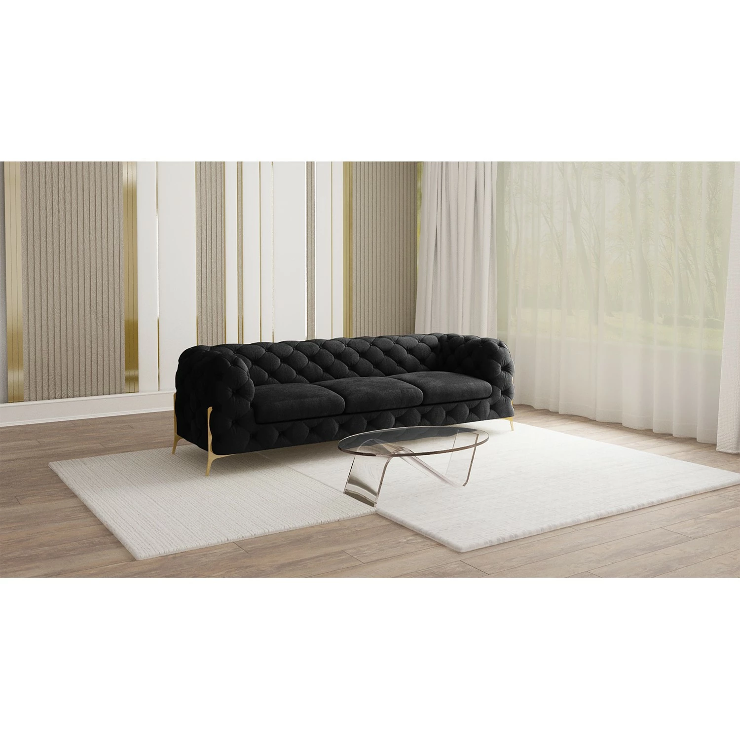 Jack & Alice Sofa Laviva II (3-Sitzer) - Samt Ravi: Schwarz 2 Jack & Alice Sofa Laviva II (3-Sitzer) - Samt Ravi: Schwarz – Bild 2