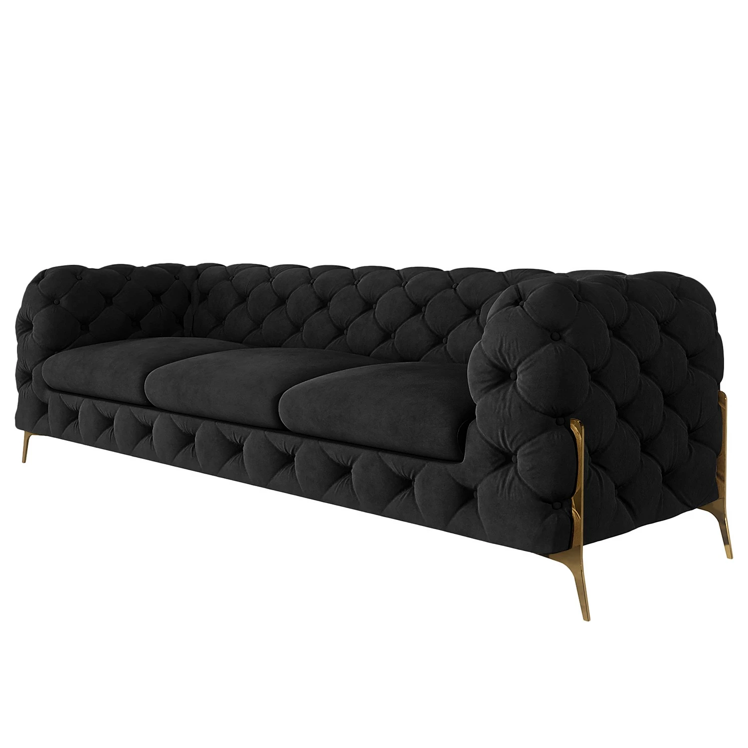 Jack & Alice Sofa Laviva II (3-Sitzer) - Samt Ravi: Schwarz 1 Jack & Alice Sofa Laviva II (3-Sitzer) - Samt Ravi: Schwarz