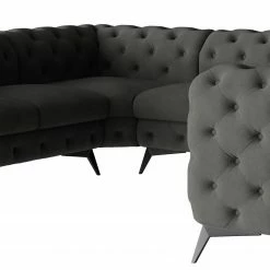 Jack & Alice Wohnlandschaft Laviva I - Samt Ravi: Anthrazit - Ausrichtung rechts -WOHNZIMMERMÖBEL Verkäufe 1000288941 220325 060 DETAILS P000000001000288941