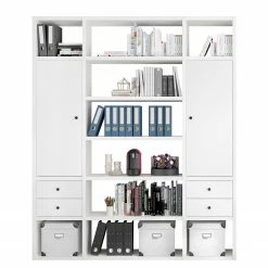 Fredriks Aktenregal-Kombination Emporio VI - Hochglanz Weiß