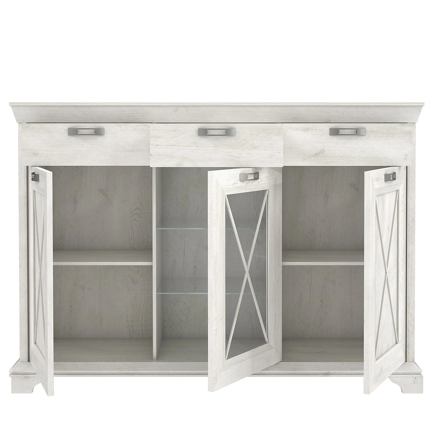 Ridgevalley Highboard Kimbark - Pinie Weiß Dekor 4 Ridgevalley Highboard Kimbark - Pinie Weiß Dekor – Bild 4