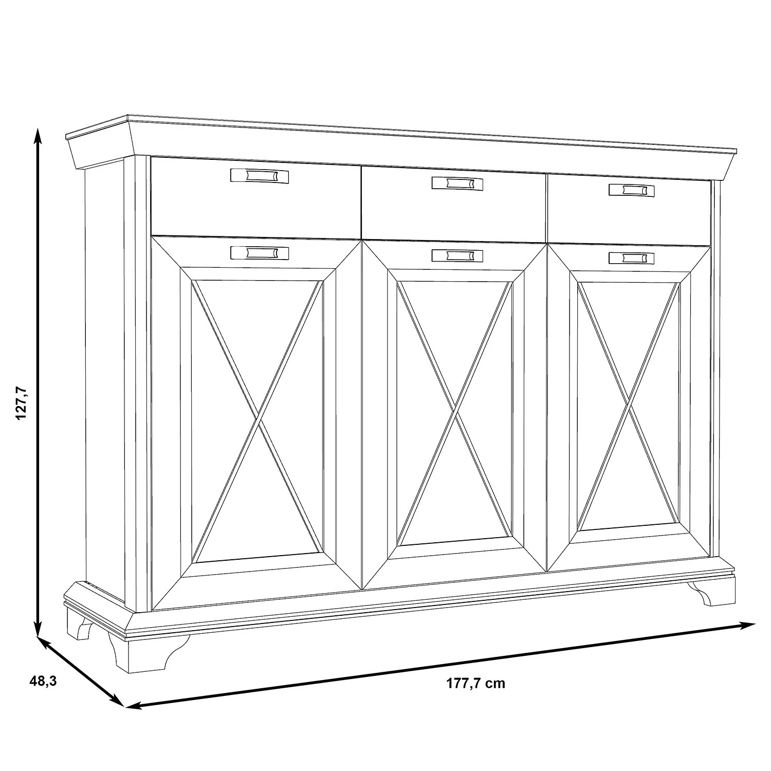 Ridgevalley Highboard Kimbark - Pinie Weiß Dekor 7 Ridgevalley Highboard Kimbark - Pinie Weiß Dekor – Bild 7