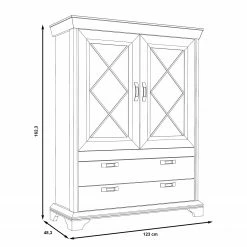 Ridgevalley Vitrinenschrank Kimbark I - Pinie Weiß Dekor -WOHNZIMMERMÖBEL Verkäufe 1000295082 211125 144853000529 SKETCH DETAILS P000000001000295082 sketch