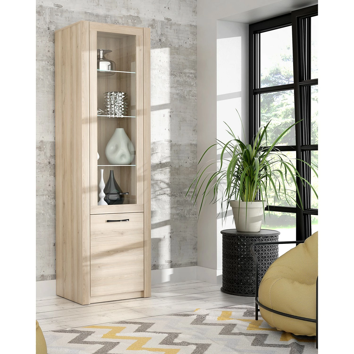 Loftscape Standvitrine Truth - Eiche Sonoma Dekor 2 Loftscape Standvitrine Truth - Eiche Sonoma Dekor – Bild 2