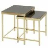 Red Living Beistelltisch Vilho (2er-Set) - Glas / Metall - Schwarz / Gold